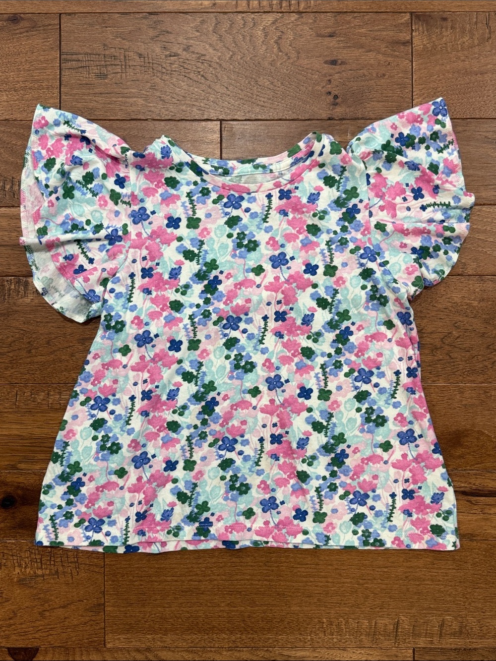 J.Crew Crewcuts Girls Floral Flutter Sleeve Tee - Size L (10/11)